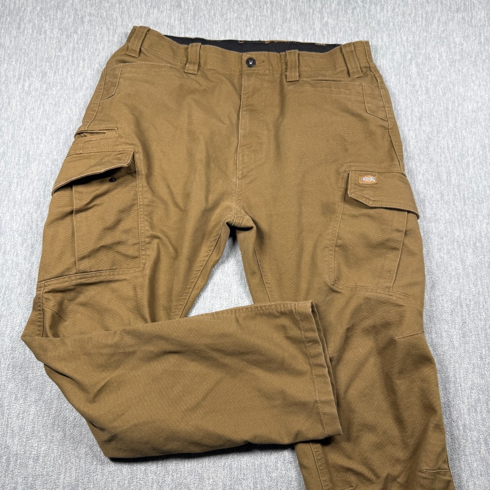 Dickies Cargo Pants Mens 36x32 Brown Duck Canvas FLEX Tough Max Workwear Utility